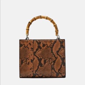 ZARA SNAKE HANDBAG WITH BAMBOO HANDLE AND STRAP